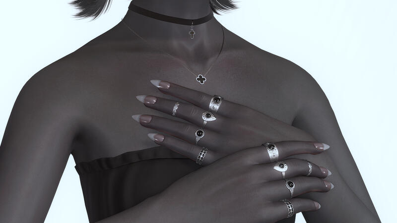 Rings and necklace